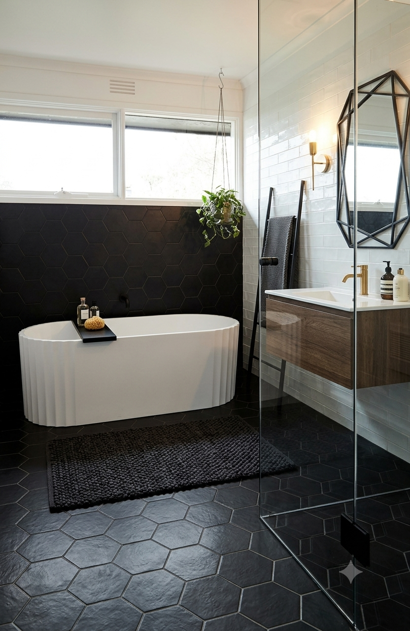 Charcoal Hexagon Mosaic Tile